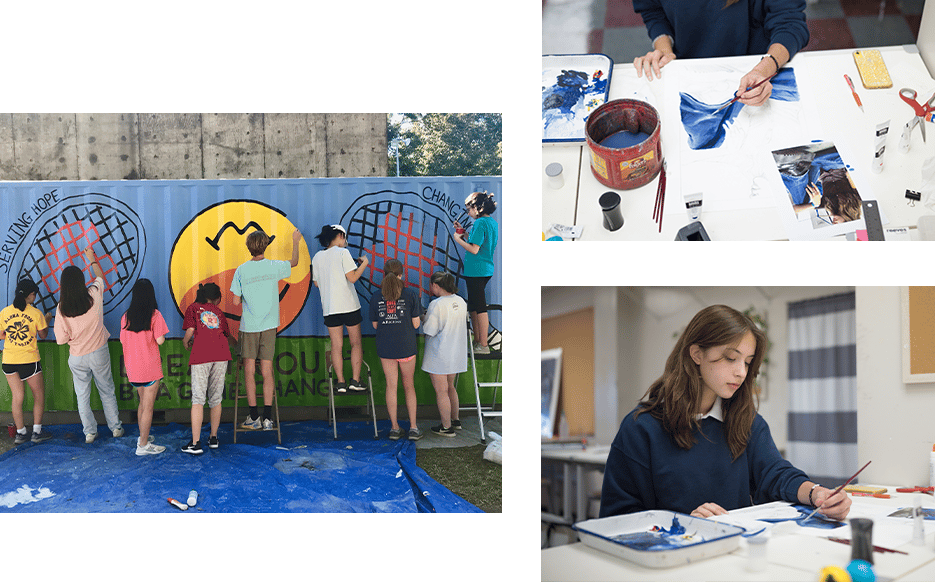 Students doing art